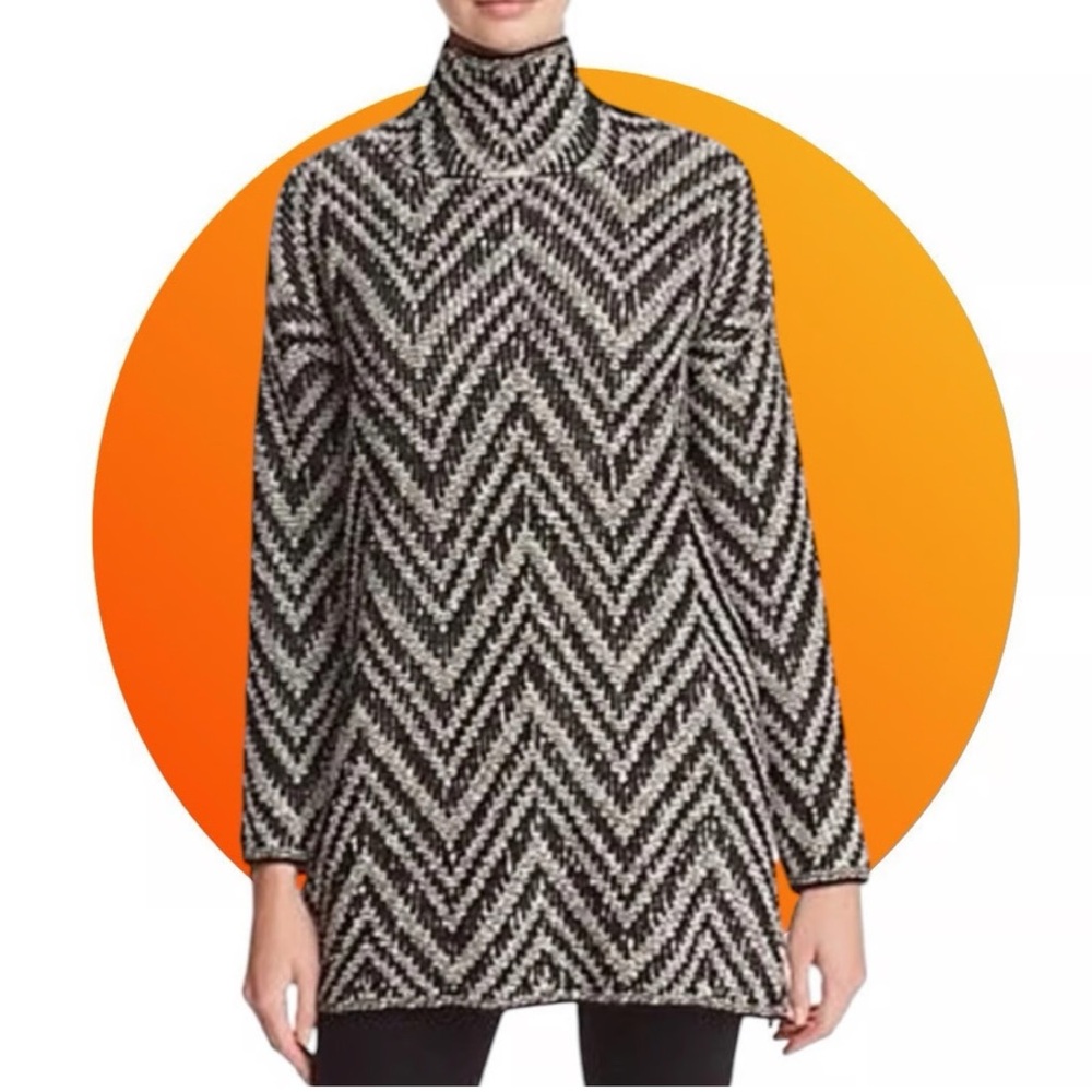Eileen Fisher Peruvian Organic Cotton Baby Alpaca Chevron Tunic Sweater XXS